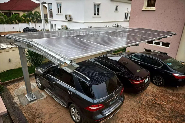 Brightway Solar Hot Sale Solar Solar Bifacial Double Carping Carport نظام التثبيت للمناطق السكنية