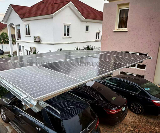 Brightway Solar Hot Sale Solar Solar Bifacial Double Carping Carport نظام التثبيت للمناطق السكنية