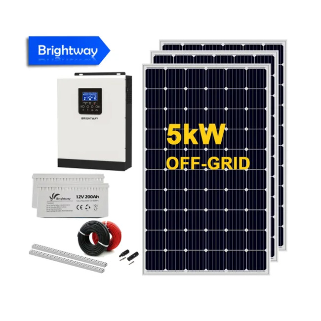 نظام طاقة شمسي 500W Mono 5KW نظام الطاقة الشمسية 7.5KVA خارج الشبكة مع البطارية