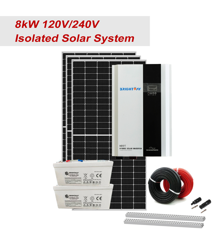 الطاقة الشمسية خارج النظام الهجين للمنزل أو المزرعة استخدم 8KW 24KWH تخزين البطارية 500W SOLAR